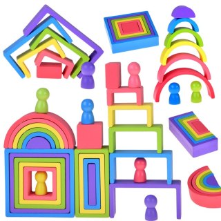 Drewniana układanka MONTESSORI - elementy o różnych kształtach