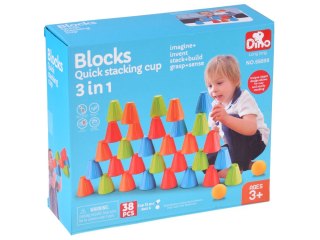 Gra zręcznościowa SZYBKIE KUBKI Trójkątne klocki + piłki 38-ele