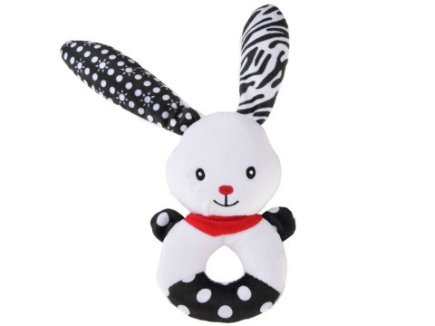 Grzechotka kontrastowa dla niemowlaka z piszczałką KRÓLICZEK