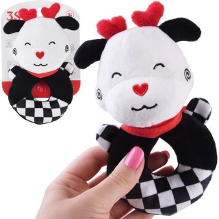 Grzechotka kontrastowa dla niemowlaka z piszczałką KRÓWKA