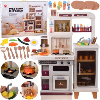 Interaktywna beżowa kuchnia dla dzieci + efekty: światło dźwięk para