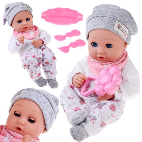 Lalka BOBAS 32cm z ruchomymi oczkami + akcesoria do karmienia