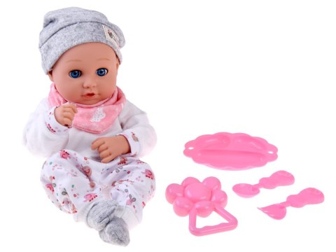 Lalka BOBAS 32cm z ruchomymi oczkami + akcesoria do karmienia