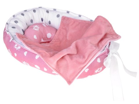 Lalka Bobas z Łóżeczkiem w Różowym Ubranku Niemowlak