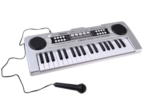 Organy mini KEYBOARD 37-klawiszy + mikrofon SREBRNY