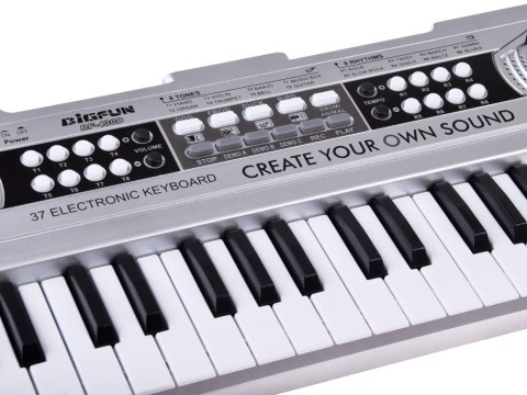 Organy mini KEYBOARD 37-klawiszy + mikrofon SREBRNY