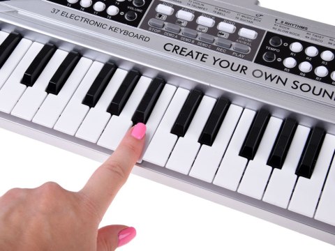 Organy mini KEYBOARD 37-klawiszy + mikrofon SREBRNY