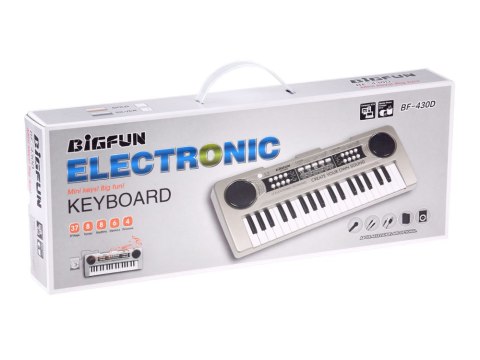 Organy mini KEYBOARD 37-klawiszy + mikrofon SREBRNY