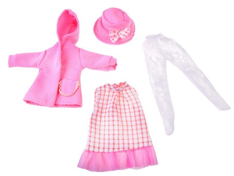 Różowy zestaw ubranek dla lalki 36-40 cm Sukienka Płaszczyk Kapelusz