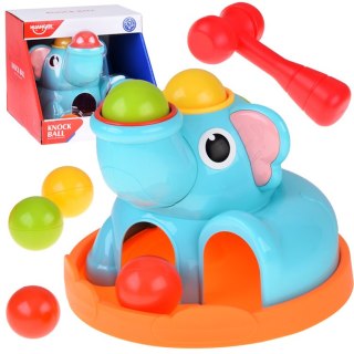 Zabawka edukacyjna Słonik sorter zbijak z młoteczkiem i piłeczkami