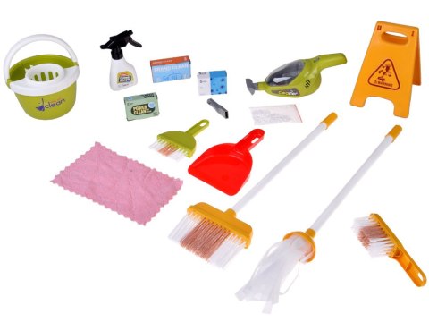 Zestaw sprzątający dla dzieci - wózek z akcesoriami i odkurzacz