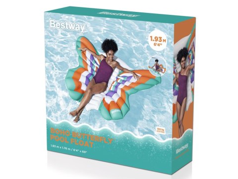 Bestway Materac plażowy dmuchany - duży leżak wodny MOTYL 193x176cm 43963