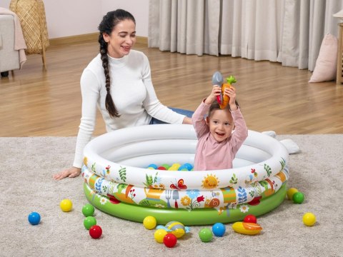 Bestway Suchy basen z kulkami KWIATOWY 102x25cm + 50 piłek i zabawki 52466