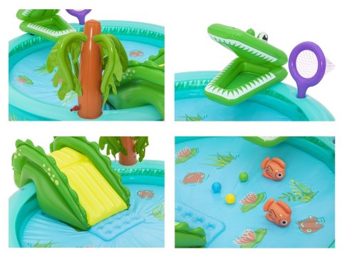 Bestway Wodny plac zabaw KROKODYL Zjeżdzalnia + zraszacz + piłki 53166