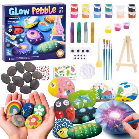 Kamienie do Malowania Zestaw DIY Farby i Ozdoby, Świecą w Ciemności ZA6137 