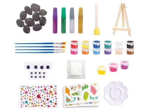 Kamienie do Malowania Zestaw DIY Farby i Ozdoby, Świecą w Ciemności ZA6137 