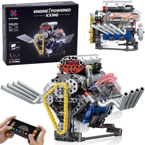 Klocki techniczne Zbuduj SILNIK na akumulator Światło i ruch 665-ele ZA5812