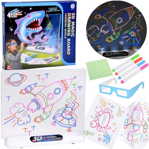 Tablica do Rysowania 3D z Podświetleniem LED + Pisaki i Okulary TA0114