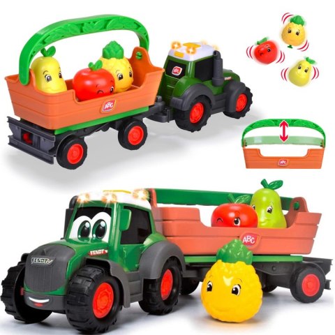 Traktor z przyczepą zdejmowaną Koszyk i 3 owoce - gra i świeci 12m+ ZA6182