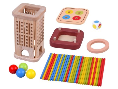 Drewniana edukacyjna Gra Zręcznościowa kolorowe patyczki i kulki ZA6158