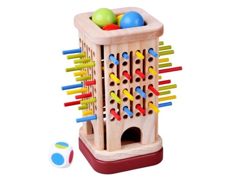 Drewniana edukacyjna Gra Zręcznościowa kolorowe patyczki i kulki ZA6158