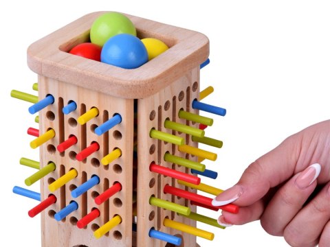 Drewniana edukacyjna Gra Zręcznościowa kolorowe patyczki i kulki ZA6158