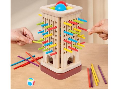 Drewniana edukacyjna Gra Zręcznościowa kolorowe patyczki i kulki ZA6158