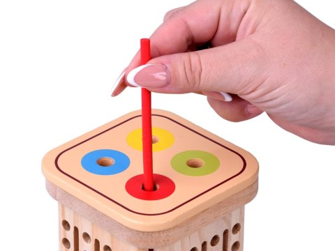 Drewniana edukacyjna Gra Zręcznościowa kolorowe patyczki i kulki ZA6158