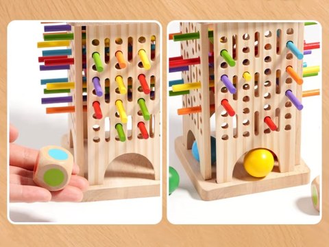 Drewniana edukacyjna Gra Zręcznościowa kolorowe patyczki i kulki ZA6158