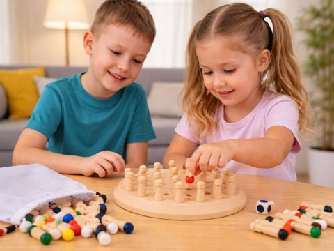 Gra pamięciowa Kolory kostka pionki edukacyjna łamigłówka GR0832