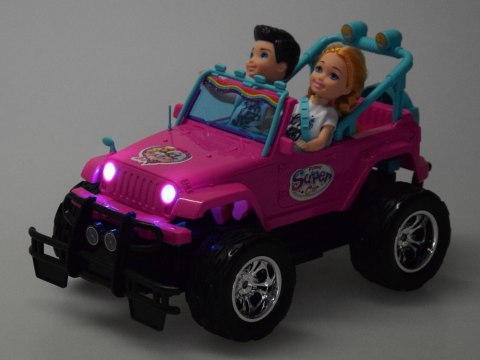 Zdalnie sterowane RÓŻOWE AUTO dla lalek + chłopiec i dziewczynka RC0734
