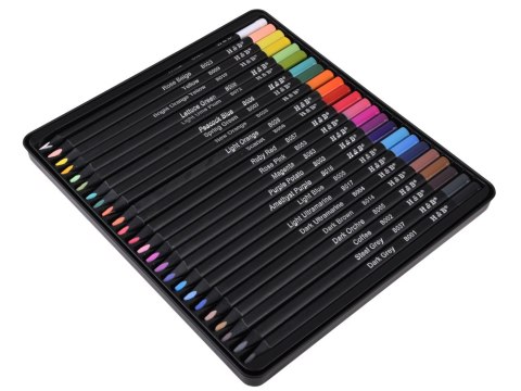 Kredki Ołówkowe Black Edition 24 Kolory 3,3 mm + Metalowe etui AP0124