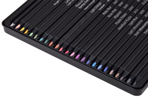 Kredki Ołówkowe Black Edition 24 Kolory 3,3 mm + Metalowe etui AP0124