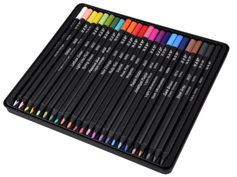 Kredki Ołówkowe Black Edition 24 Kolory 3,3 mm + Metalowe etui AP0124