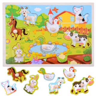 Puzzle drewniane Zwierzęta Farma Układanka z uchwytami 7 elementów ZA6356