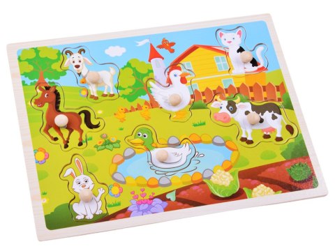 Puzzle drewniane Zwierzęta Farma Układanka z uchwytami 7 elementów ZA6356