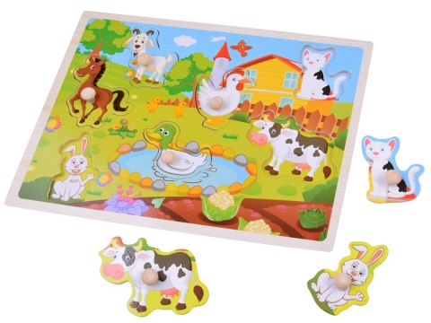 Puzzle drewniane Zwierzęta Farma Układanka z uchwytami 7 elementów ZA6356
