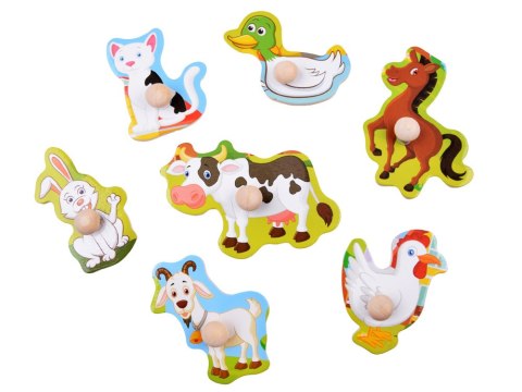 Puzzle drewniane Zwierzęta Farma Układanka z uchwytami 7 elementów ZA6356