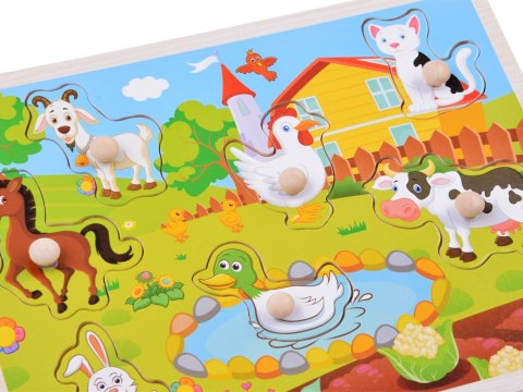 Puzzle drewniane Zwierzęta Farma Układanka z uchwytami 7 elementów ZA6356