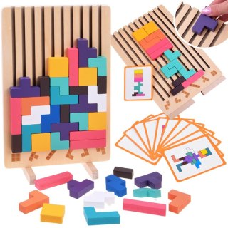 Układanka Drewniana logiczna z kolorowymi klockami - puzzle Tetris ZA6613