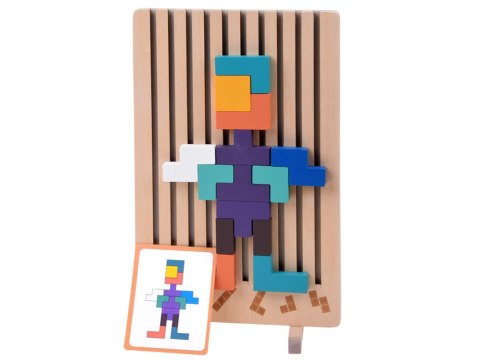 Układanka Drewniana logiczna z kolorowymi klockami - puzzle Tetris ZA6613