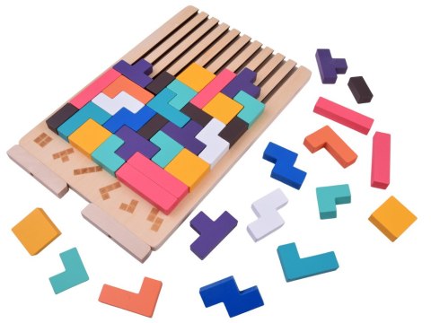 Układanka Drewniana logiczna z kolorowymi klockami - puzzle Tetris ZA6613