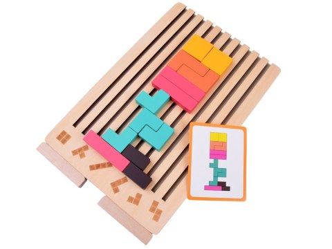 Układanka Drewniana logiczna z kolorowymi klockami - puzzle Tetris ZA6613