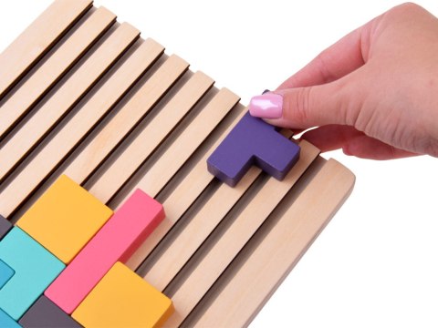 Układanka Drewniana logiczna z kolorowymi klockami - puzzle Tetris ZA6613