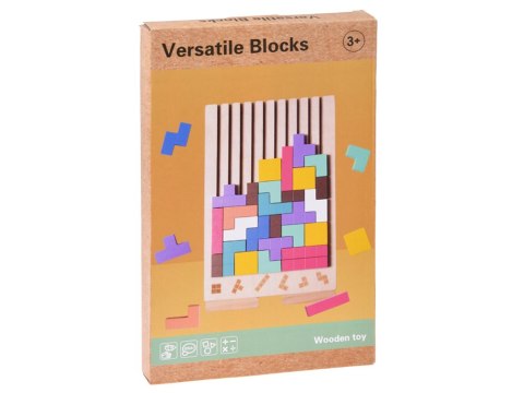 Układanka Drewniana logiczna z kolorowymi klockami - puzzle Tetris ZA6613