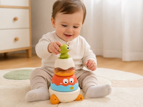 Wieża Sensoryczna PIRAMIDKA DINO dla dziecka Grzechotka Układanka ZA6584