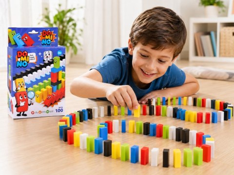 Domino dla Dzieci 100 Elementów Kolorowe Klocki Układanka Edukacyjna ZA6290