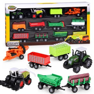 Zestaw pojazdów rolniczych - traktor, kombajn, przyczepy 12ele ZA6419