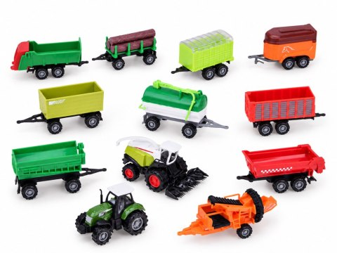 Zestaw pojazdów rolniczych - traktor, kombajn, przyczepy 12ele ZA6419