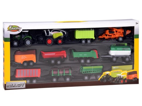 Zestaw pojazdów rolniczych - traktor, kombajn, przyczepy 12ele ZA6419